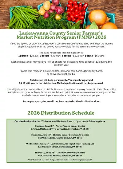 Senior Farmers Market Nutrition Program Distribution Information